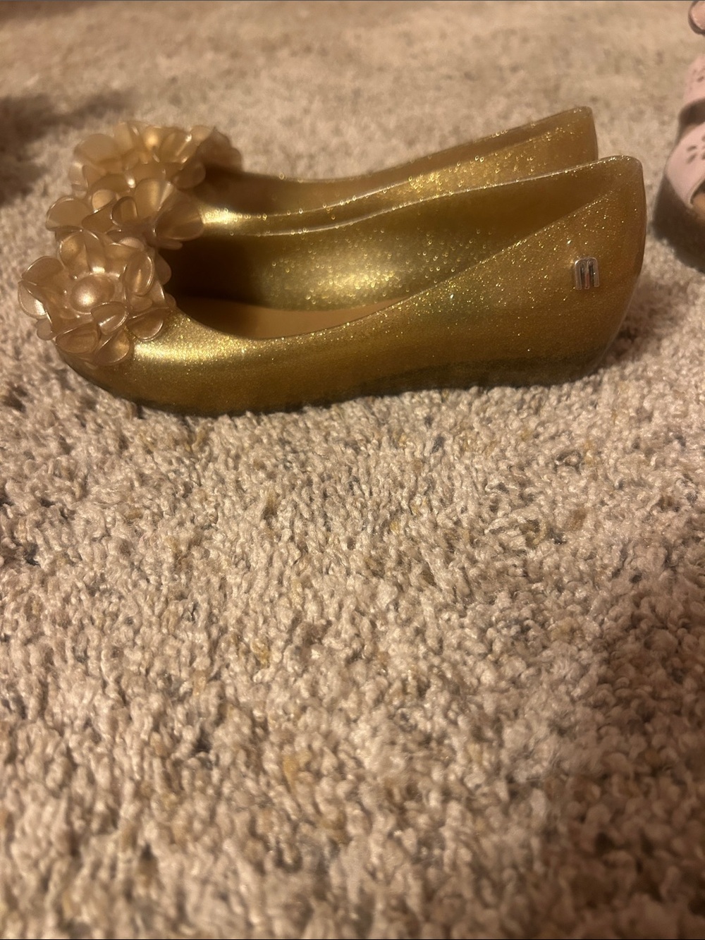 Mini Melissa Girls Gold Jelly Floral Flats